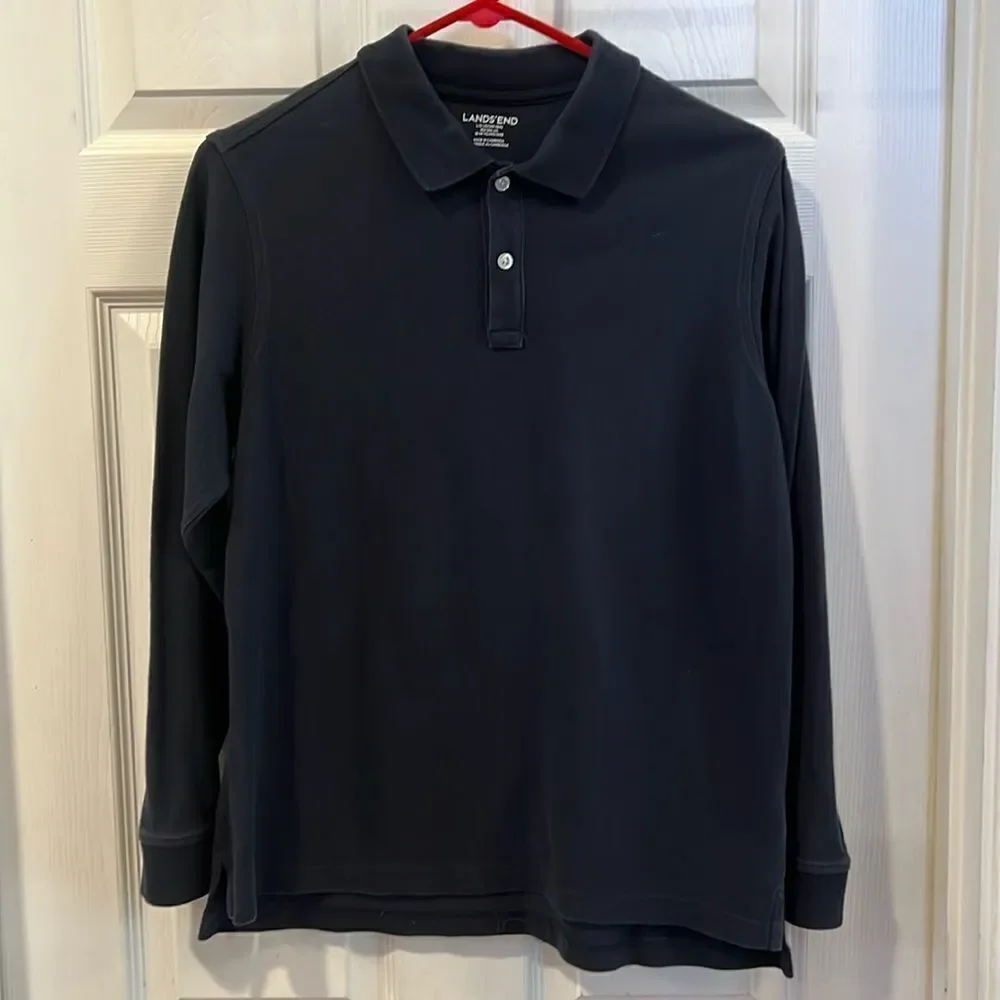 Lands End youth boys navy blue size large (12-14 years) long sleeve polo.